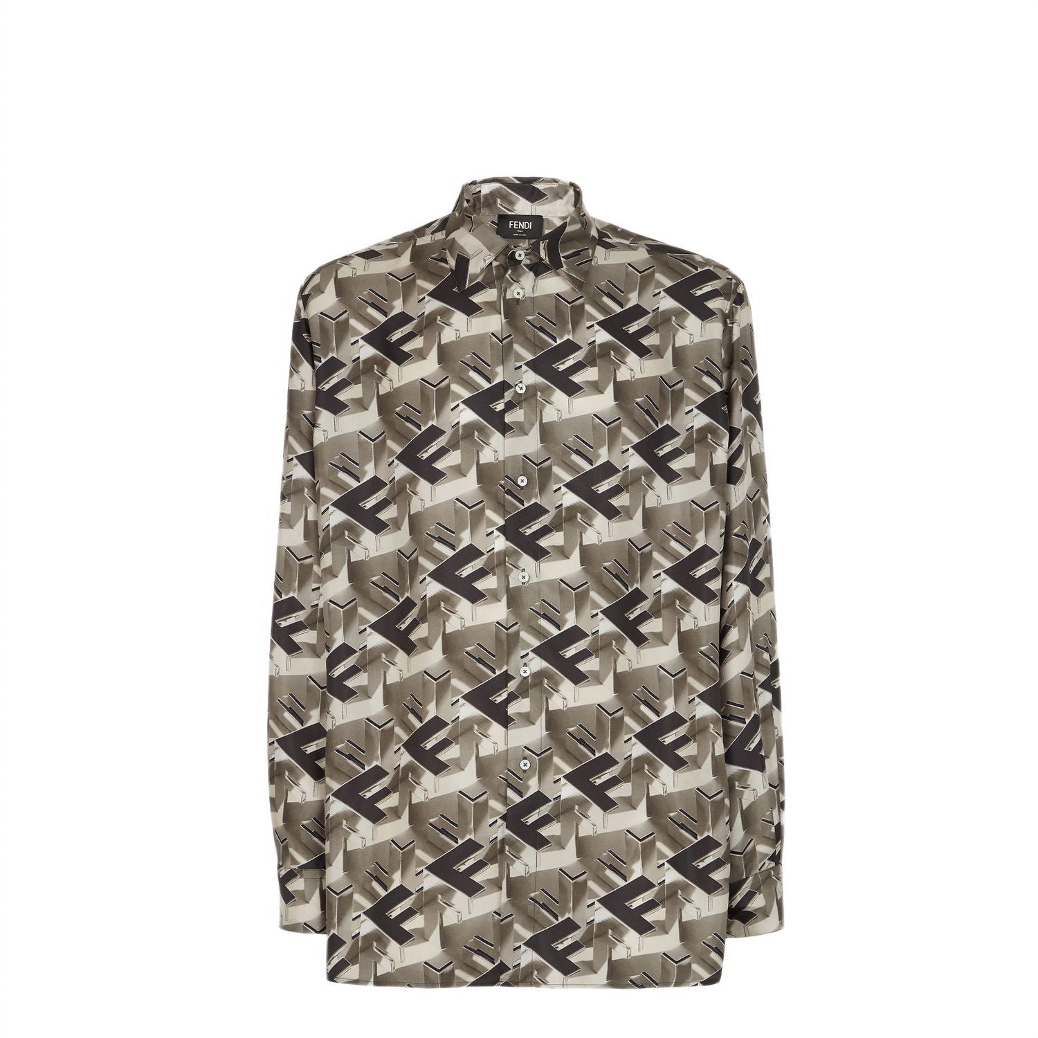 Shop Fendi Luxurious Silk Block Shirt In Quinoa For Men In Tan