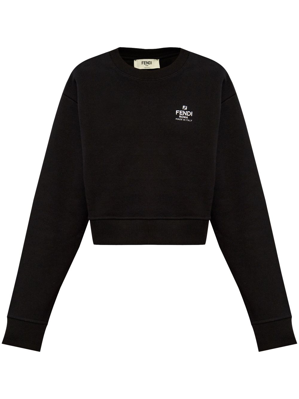 Shop Fendi Black Embroidered Crewneck Sweatshirt For Women