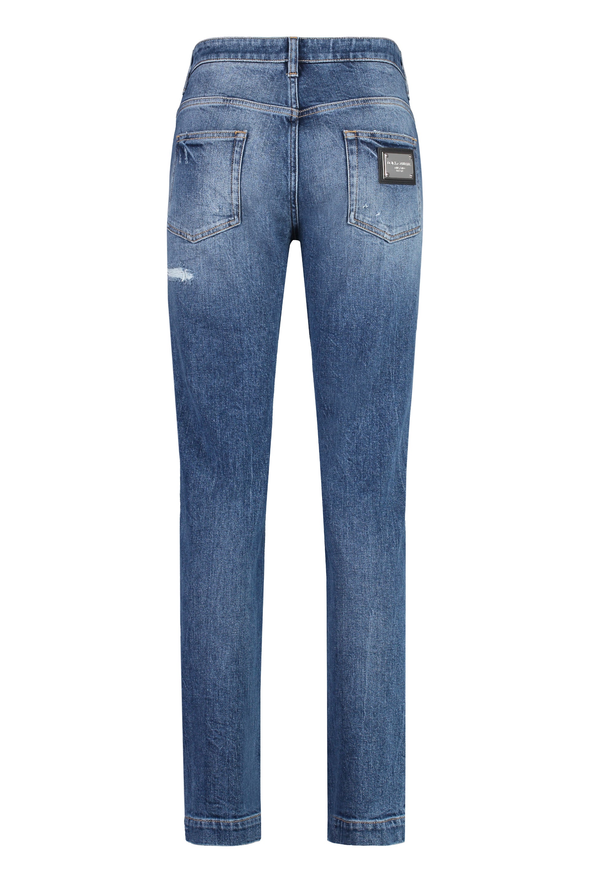 Shop Dolce & Gabbana Stretchy Denim Jeans For Women With Distressed Details And Metal Rivets And Buttons