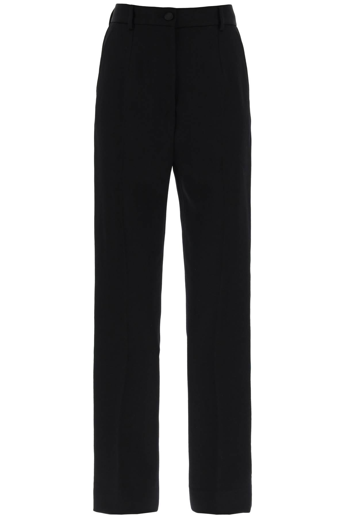 Shop Dolce & Gabbana Sleek Black Wool Gabardine Trousers For Women | Ss24