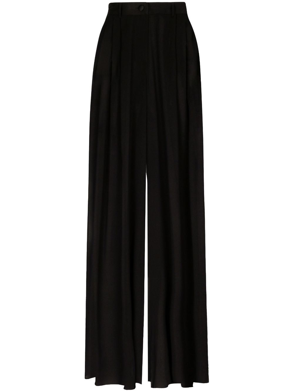 Shop Dolce & Gabbana Black Wide-leg Stretch-silk Trousers For Women