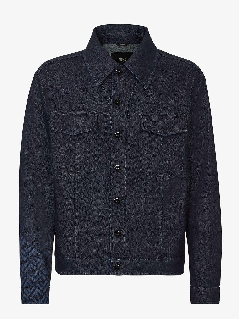 Shop Fendi Blue Monogram Detailed Denim Jacket For Men