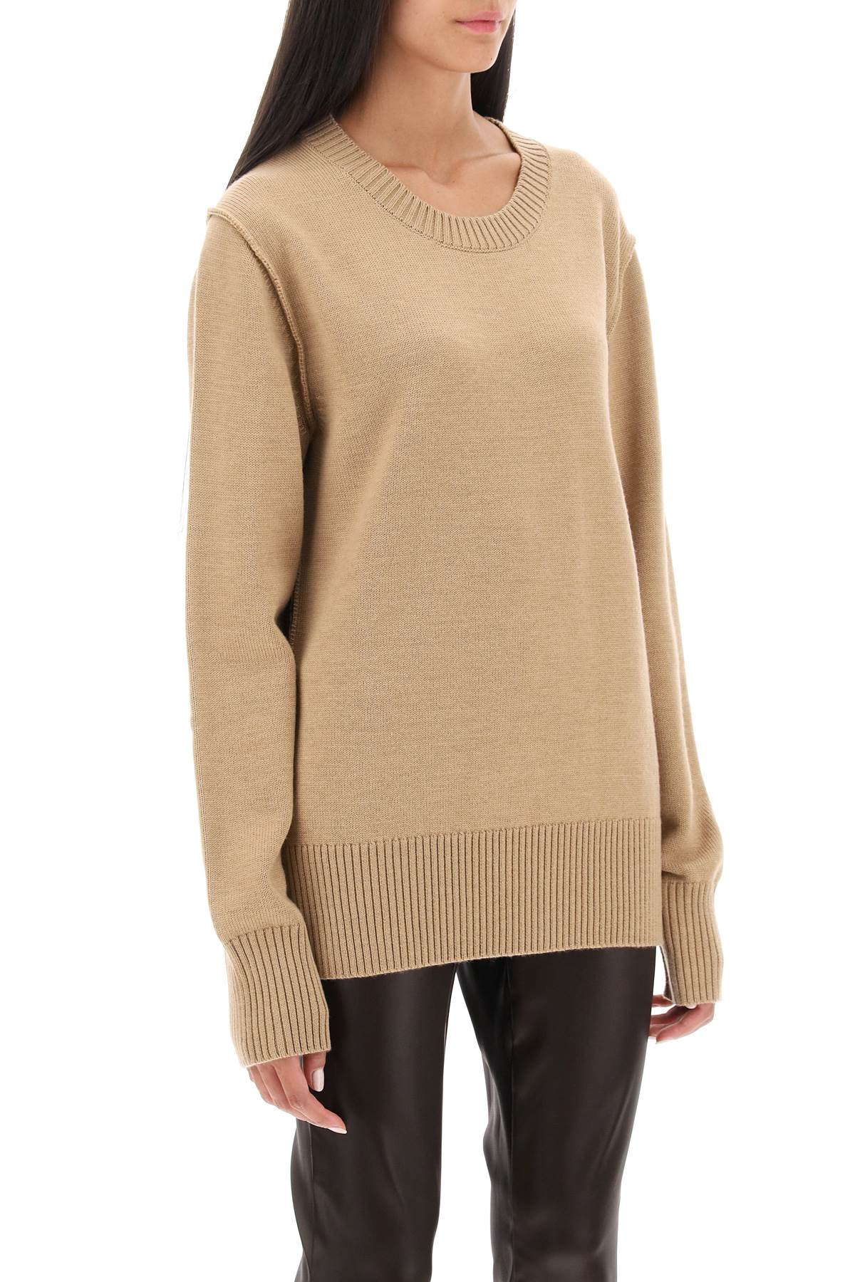 Shop Dolce & Gabbana Oversized Wool Sweater In Beige For Women