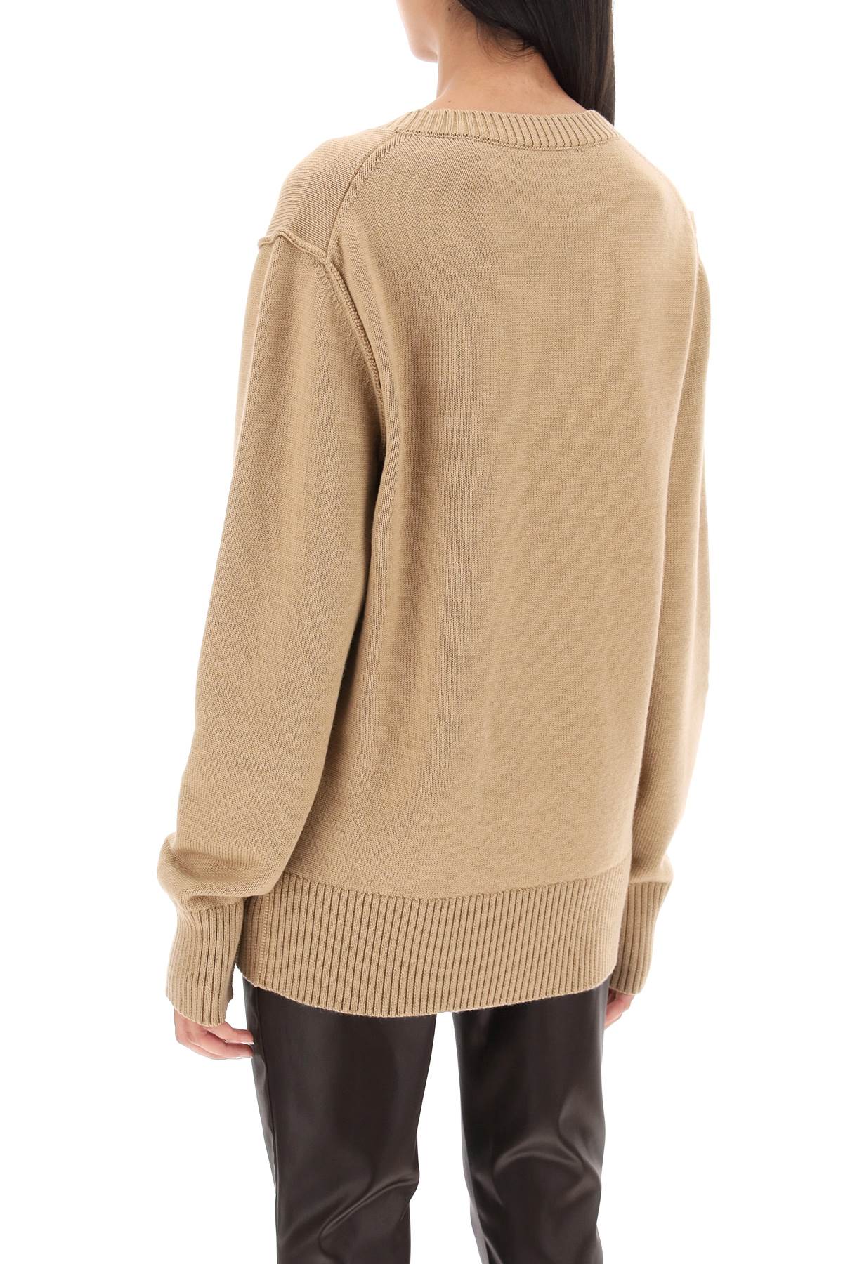 Shop Dolce & Gabbana Oversized Wool Sweater In Beige For Women