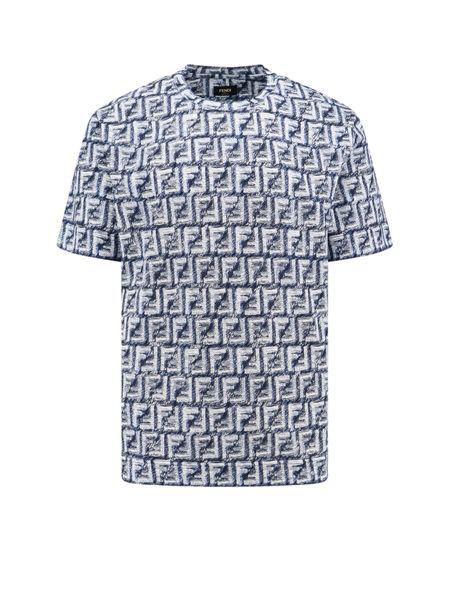 Shop Fendi Blue Ff Motif T-shirt For Men