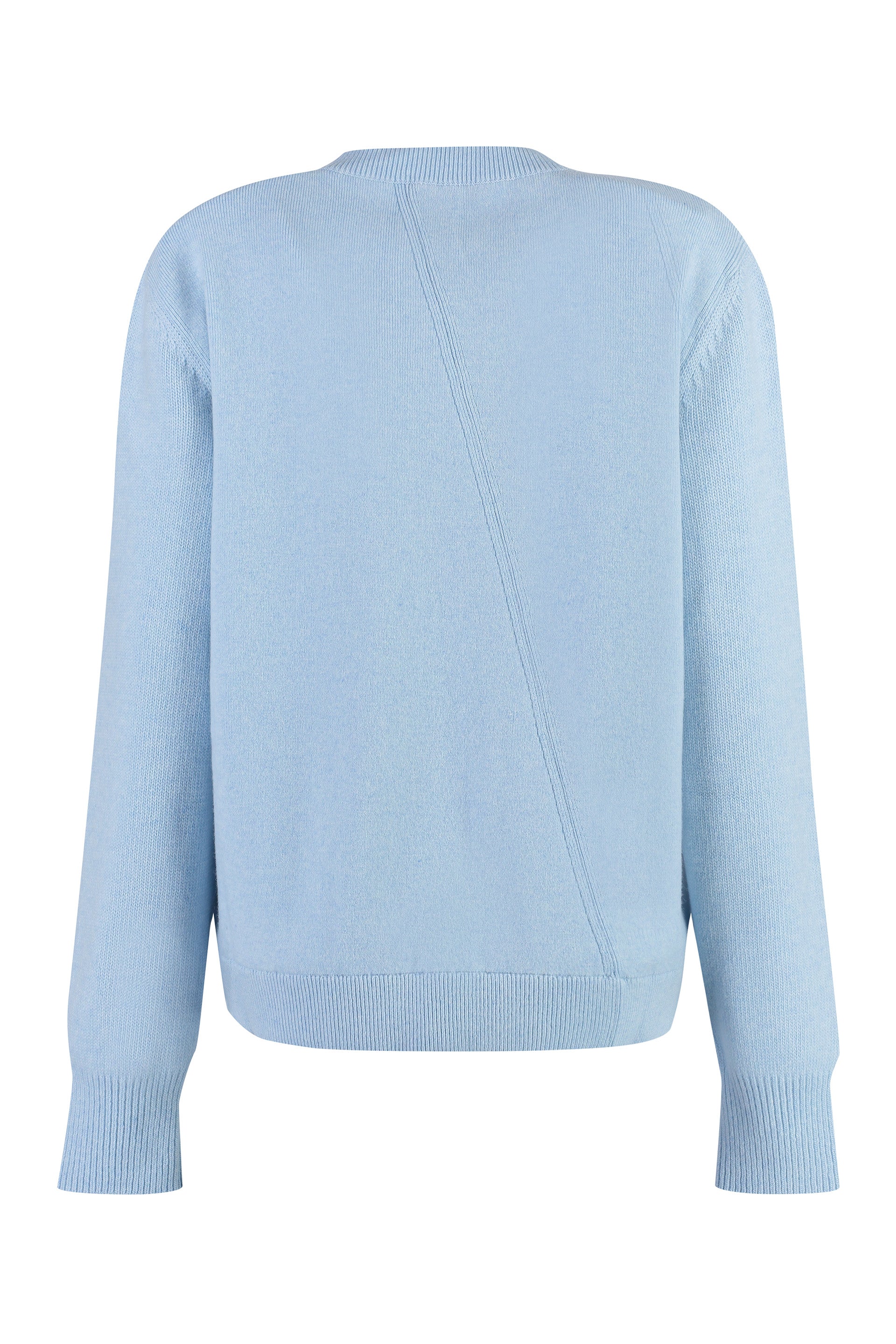 Shop Fendi Elegant Light Blue Wool And Cashmere Cardigan With Front Knot Detail For Women