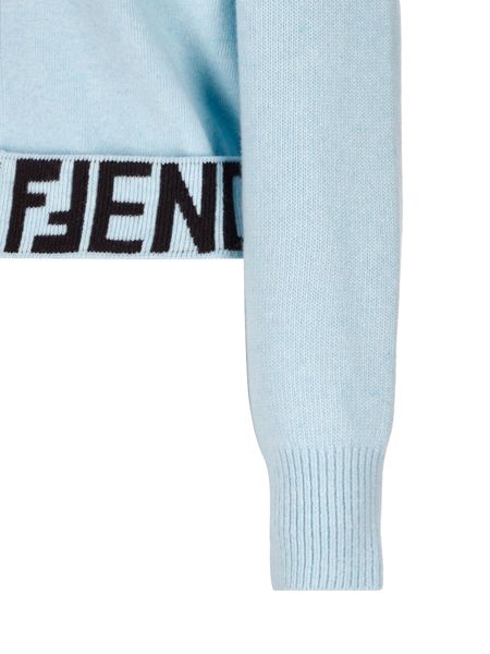 Shop Fendi Light Blue Cashmere Cardigan For Women | Fw23 Collection