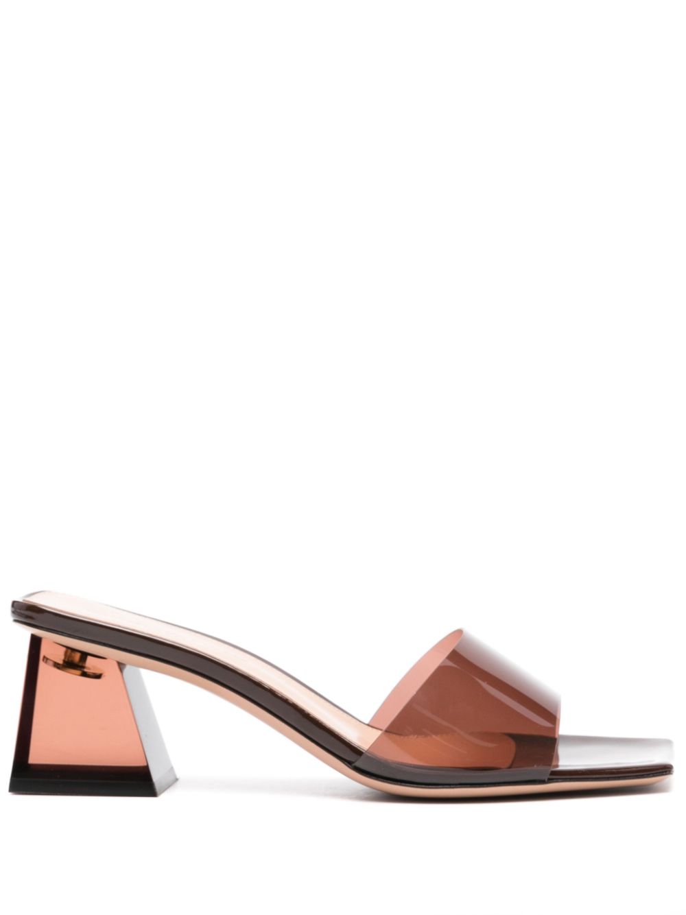 Shop Gianvito Rossi Brown Leather Square Open Toe Slip-on Sandals For Women