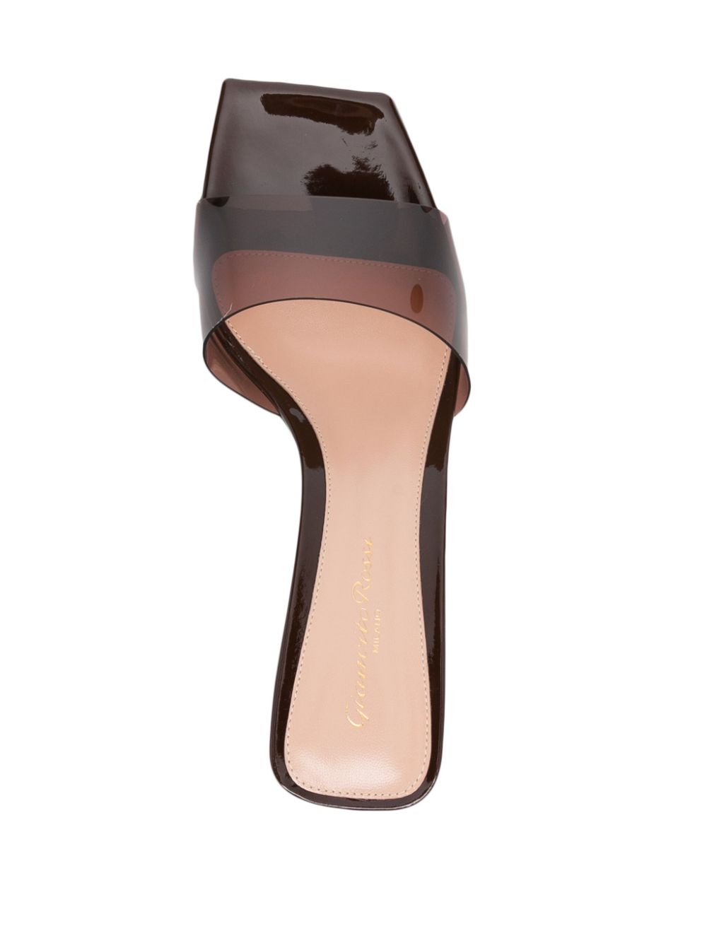 Shop Gianvito Rossi Brown Leather Square Open Toe Slip-on Sandals For Women