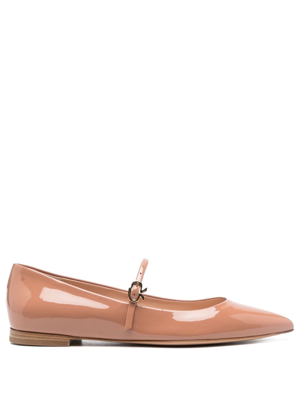 Gianvito Rossi Pointed-toe Buckle-strap Ballerina Shoes For Women In Beige