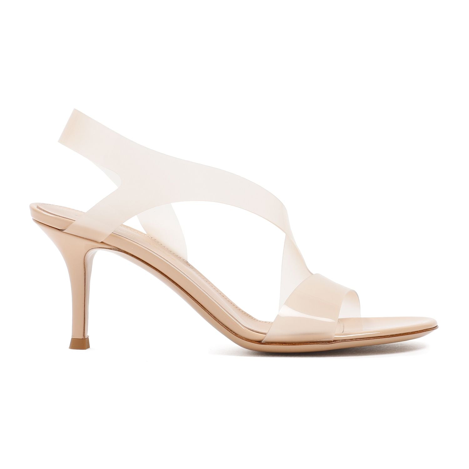 GIANVITO ROSSI NUDE & NEUTRALS PVC LEATHER SANDALS FOR WOMEN WITH 7CM HEEL