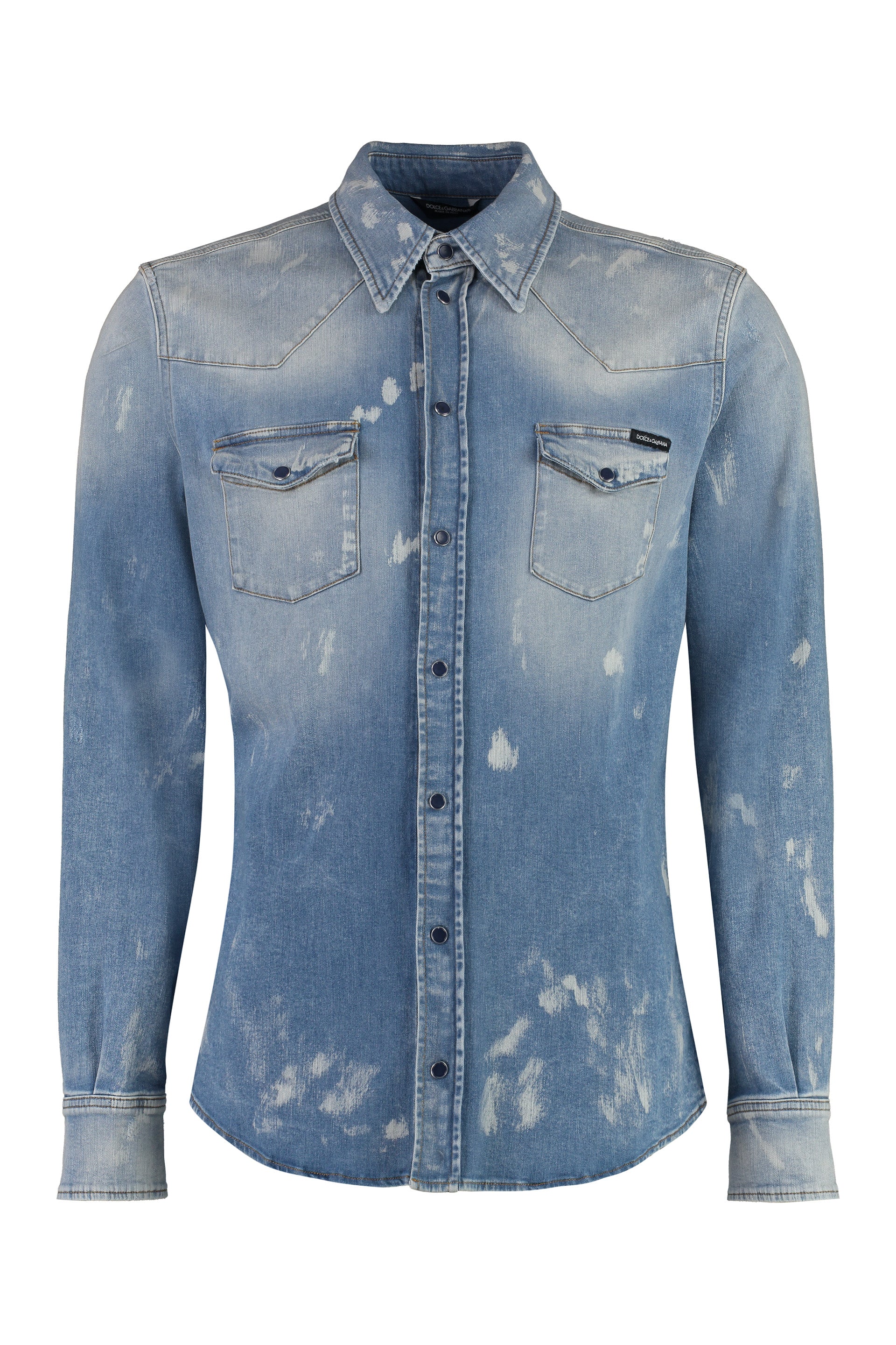 Dolce & Gabbana Men's Paint Splatter Denim Shirt For Fw23