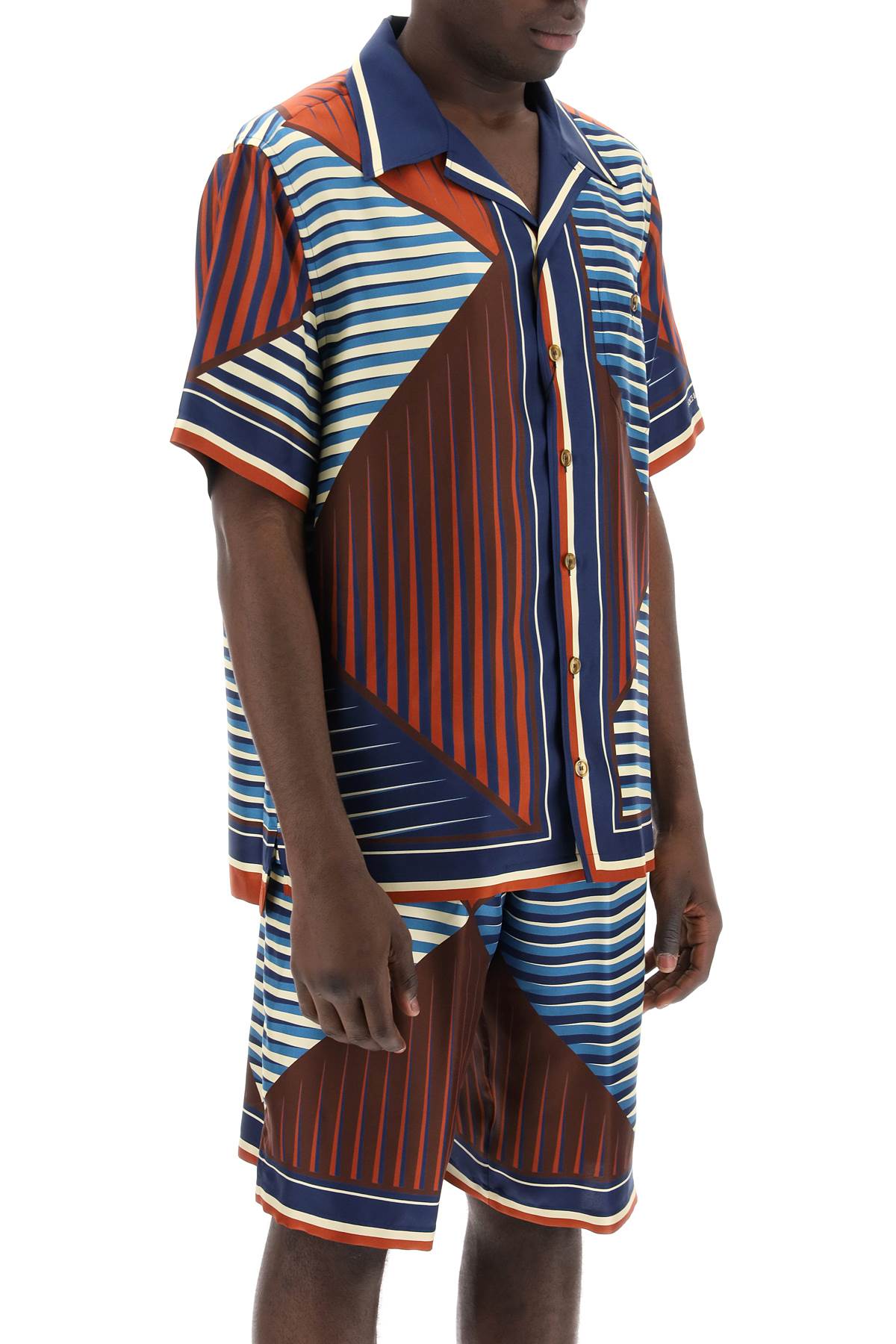 Shop Dolce & Gabbana Geometric Pattern Bowling Shirt For Men In Multicolor
