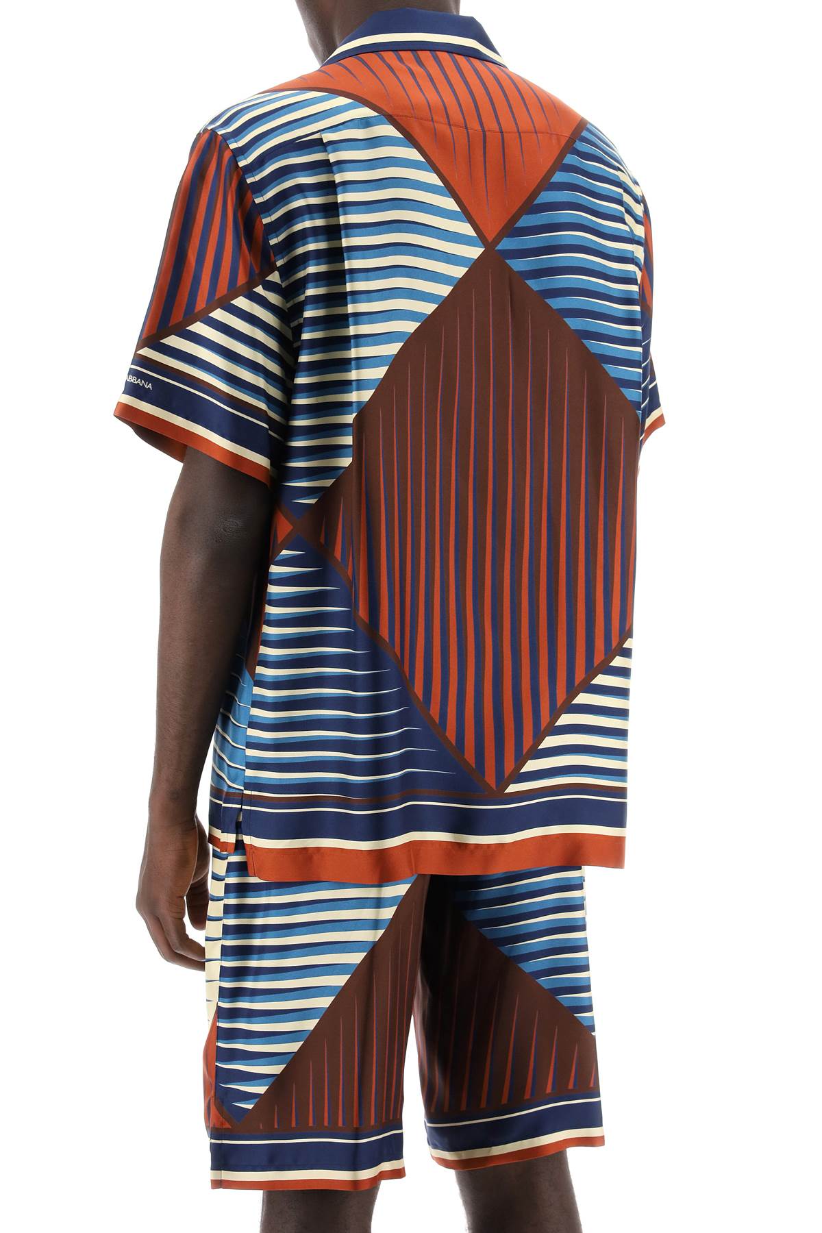Shop Dolce & Gabbana Geometric Pattern Bowling Shirt For Men In Multicolor