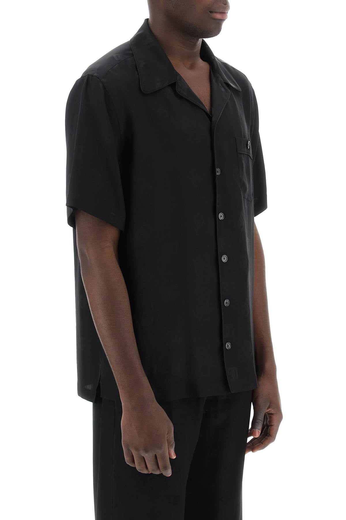 Shop Dolce & Gabbana Luxurious Silk Jacquard Bowling Shirt | Men's Ss24 Collection In Black
