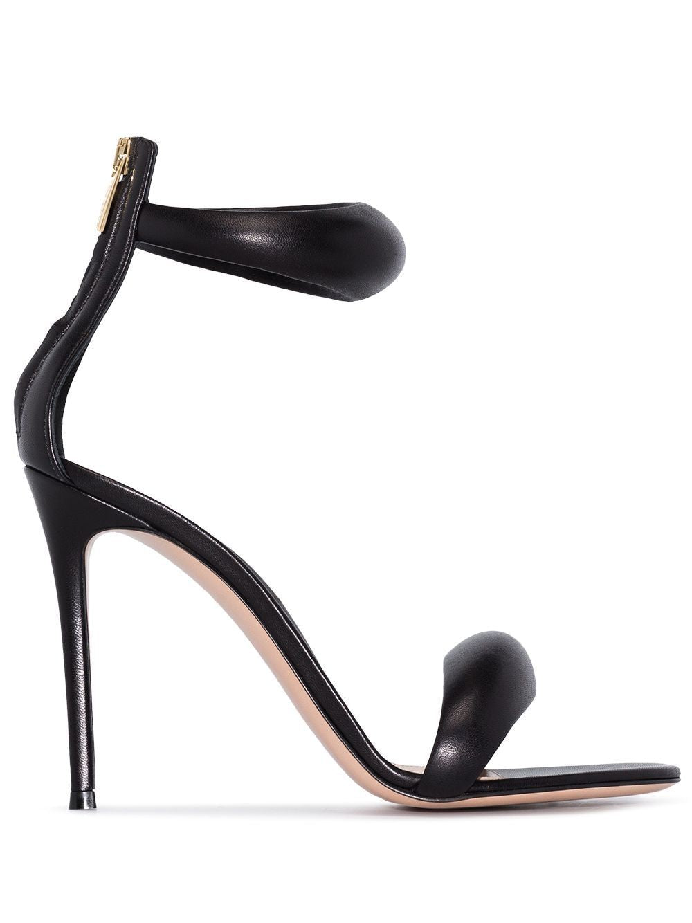 Gianvito Rossi Stylish Brown Sandals With Gold-tone Zip And Leather Padded Bands For Women