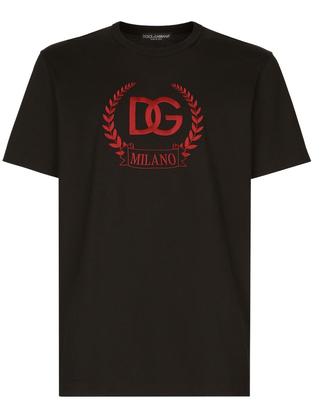 Shop Dolce & Gabbana Embroidered Logo Cotton T-shirt For Men In Black