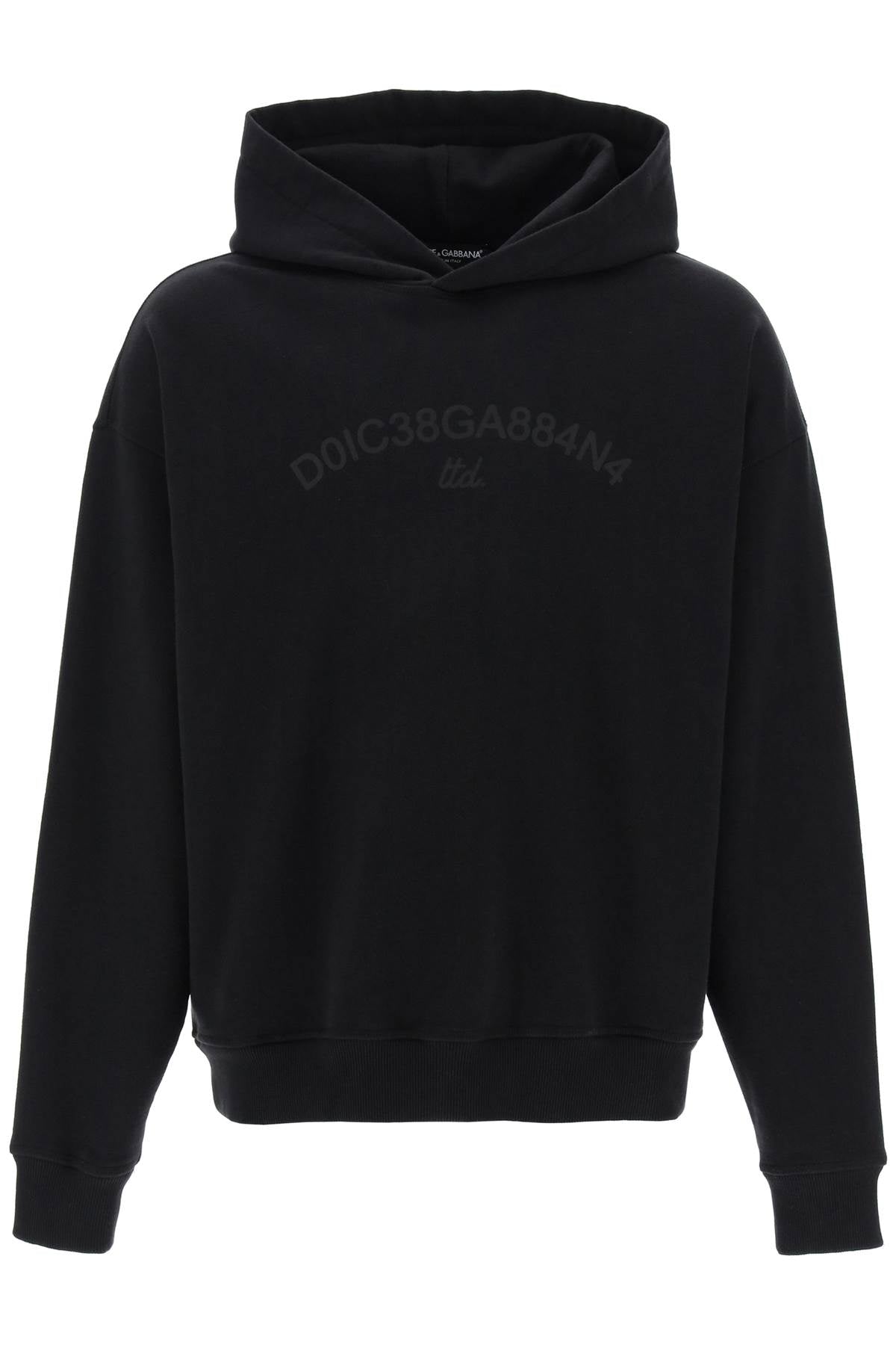 Shop Dolce & Gabbana Men's Black Hoodie With Tone-on-tone Logo Print