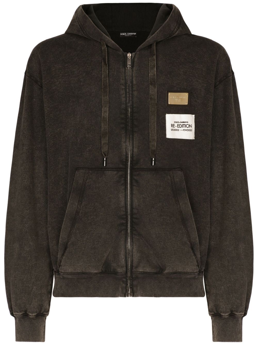 Dolce & Gabbana Multicolor Cotton Hoodie With Logo And Zip Front Closure For Men In Black