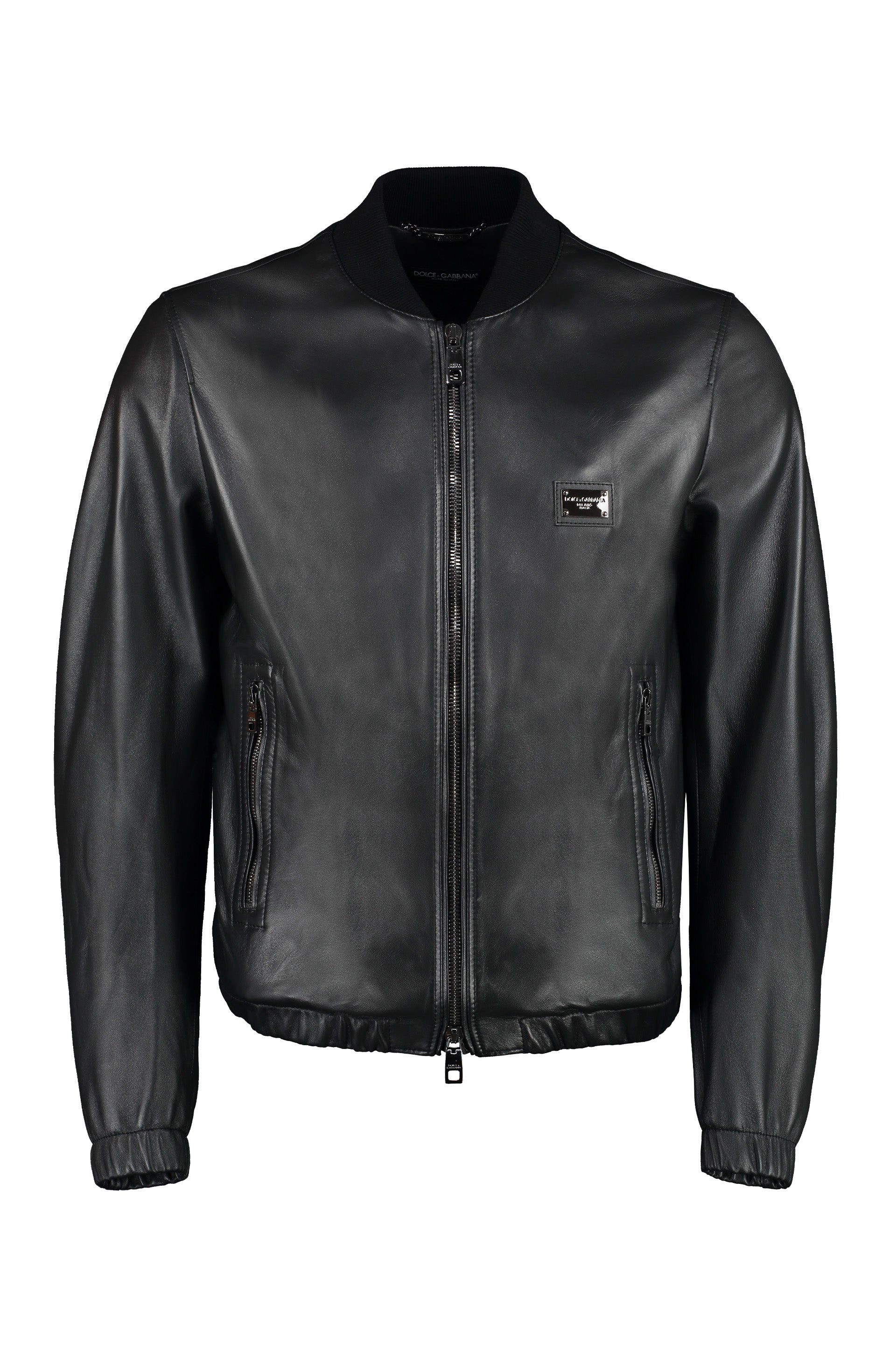 Shop Dolce & Gabbana Black Leather Jacket For Men