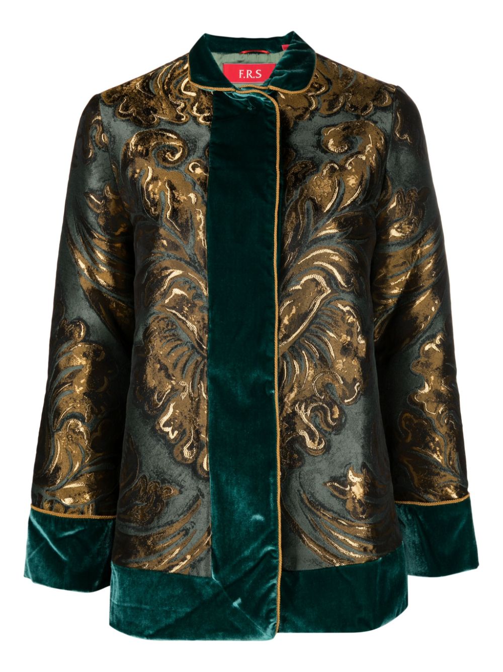 Shop F.r.s For Restless Sleepers Golden Patterned-jacquard Velour Jacket For Women