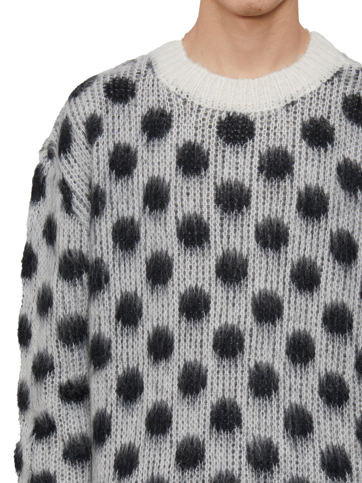 Shop Marni Men's White Polka Dot Mohair Sweater