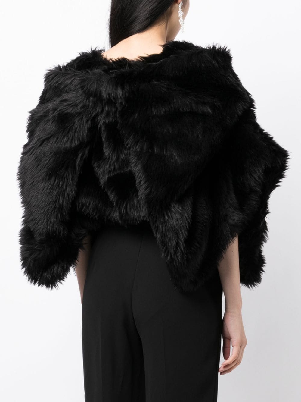 Shop Comme Des Garçons Black Faux-fur Cropped Jacket For Women