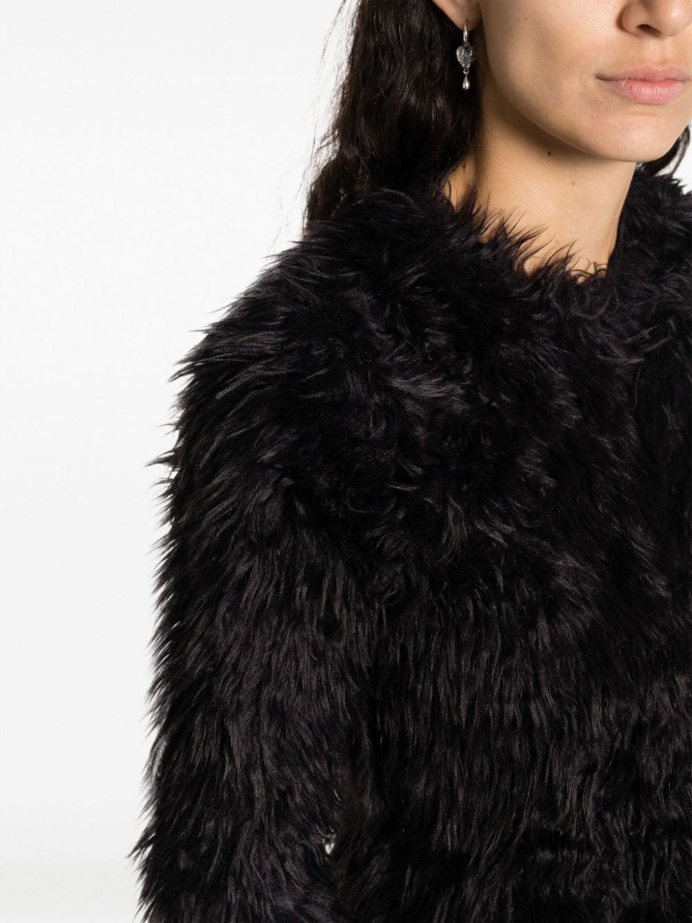 Shop Comme Des Garçons Faux-fur Women's Long-sleeved Top In Black