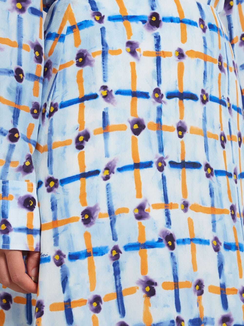Shop Marni Saraband Print Midi Skirt In Blue For Women