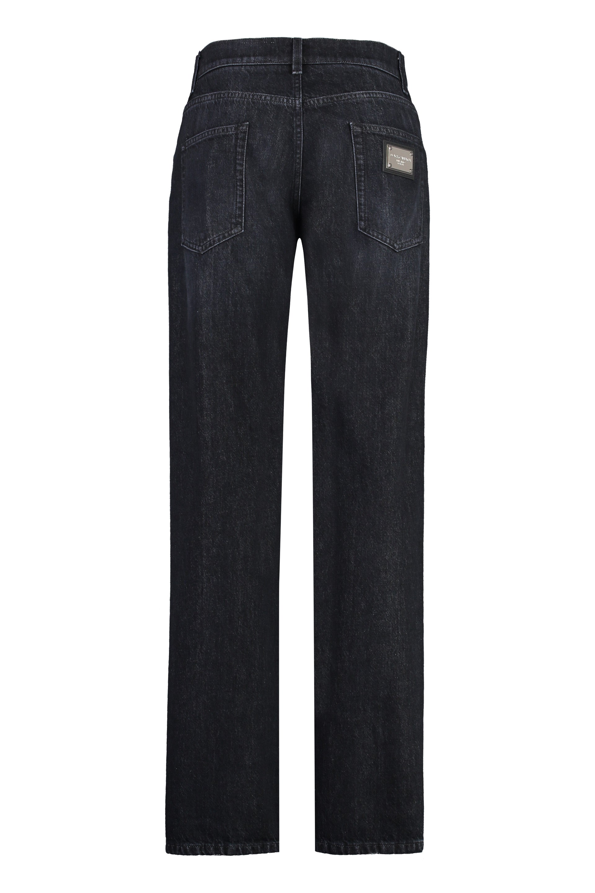 Shop Dolce & Gabbana Men's Black Straight-leg Jeans With Metal Accents And 100% Cotton Fabric