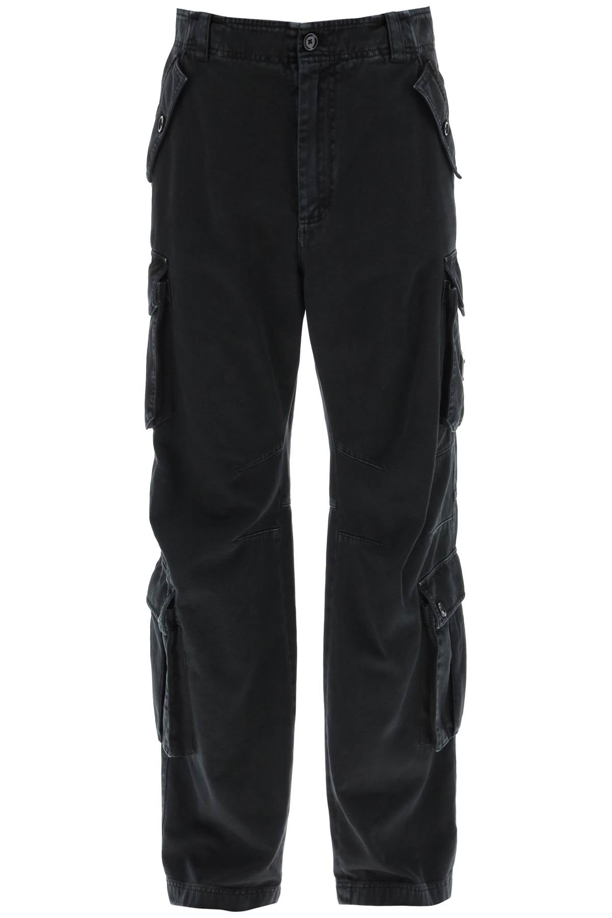 Shop Dolce & Gabbana Men's Wide-leg Cargo Pants In Black