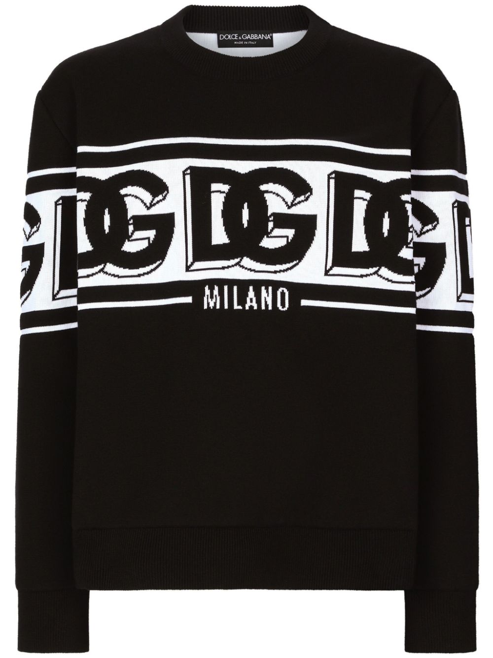 Shop Dolce & Gabbana Timeless Intarsia Knit Logo Jumper For Men In Black