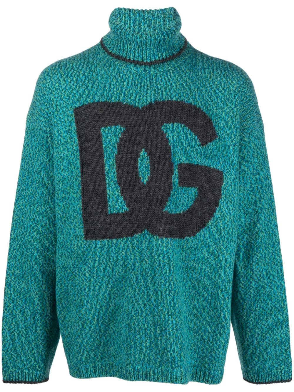 Shop Dolce & Gabbana Men's Wool Blend High Neck Sweater In Blue
