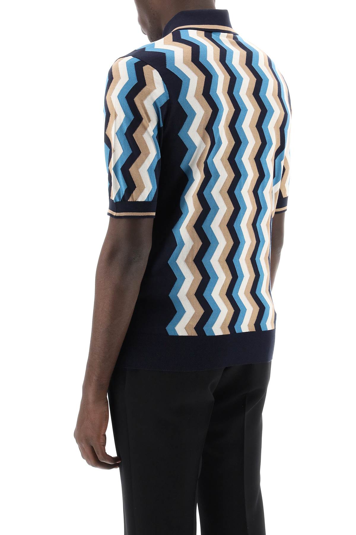 Shop Dolce & Gabbana Multicolored Zigzag Inlay Silk Polo For Men