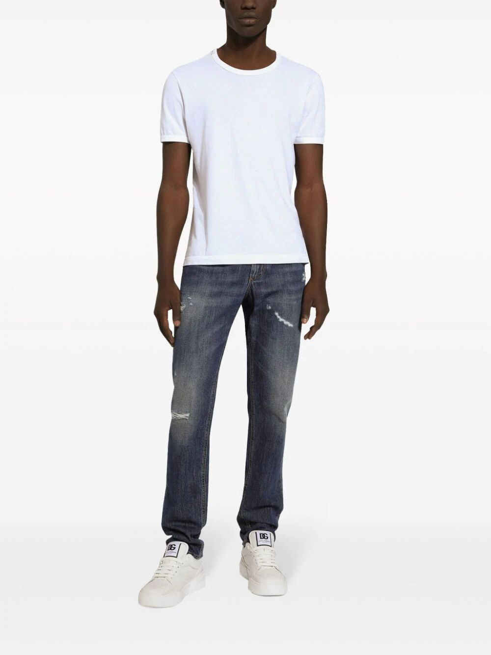 Shop Dolce & Gabbana Men's Straight Leg Cotton Jeans In Blue For Ss24