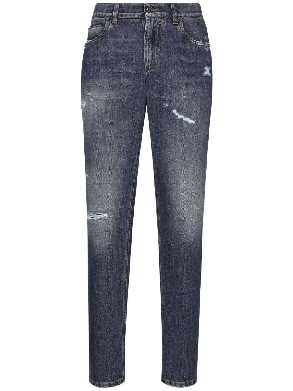 Shop Dolce & Gabbana Men's Straight Leg Cotton Jeans In Blue For Ss24
