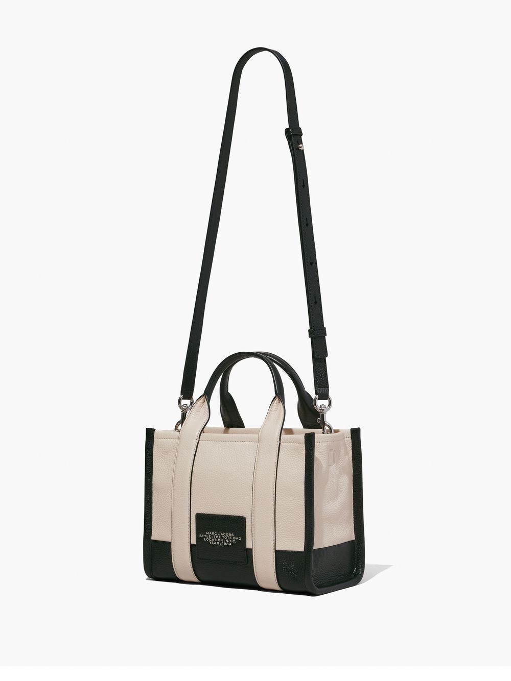 Shop Marc Jacobs Small Ivory Multi-colored Leather Tote With Logo Detail – Ss24 Collection In Ivorymulti