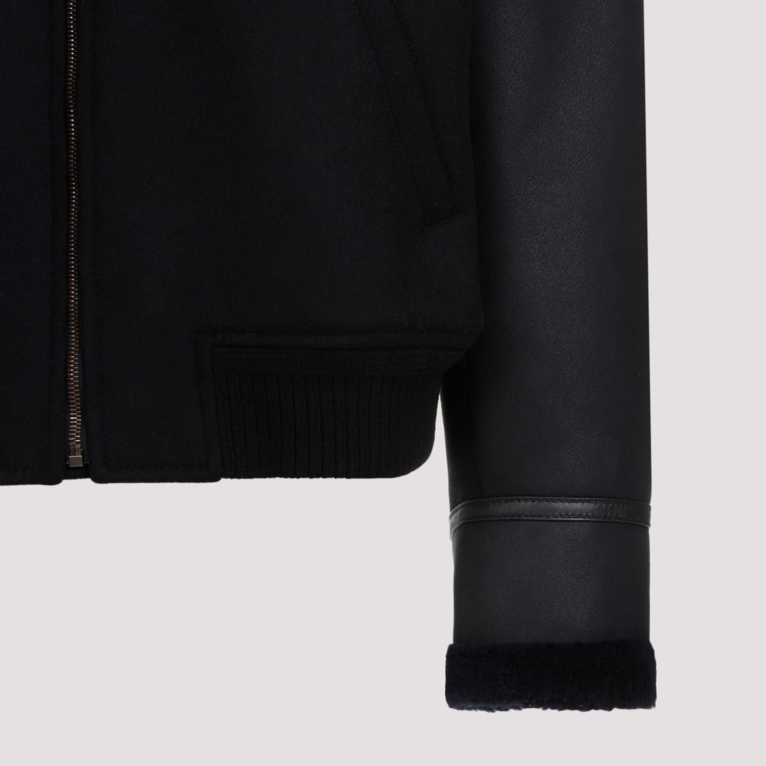 Shop Loewe Men's Black Wool Bomber Jacket For Ss24