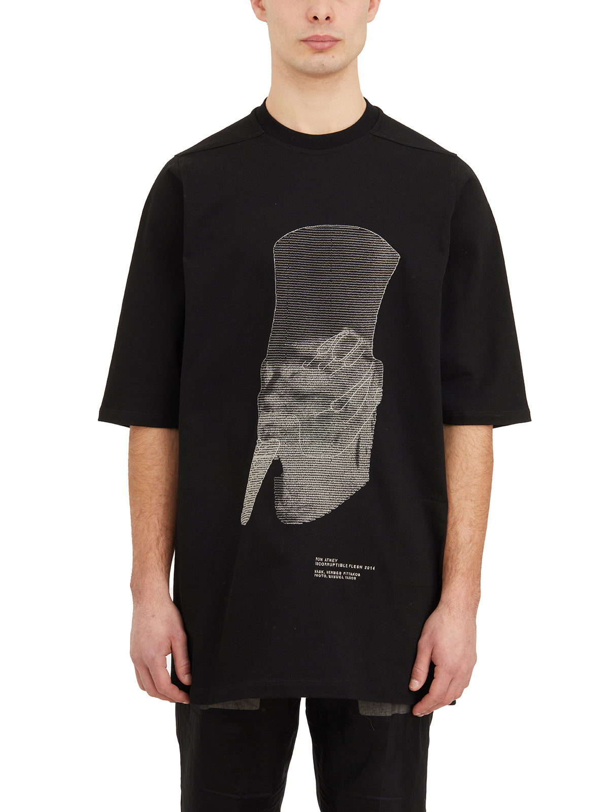 Rick Owens Ron Jumbo Embroidered Oversized T-shirt For Men In Pink