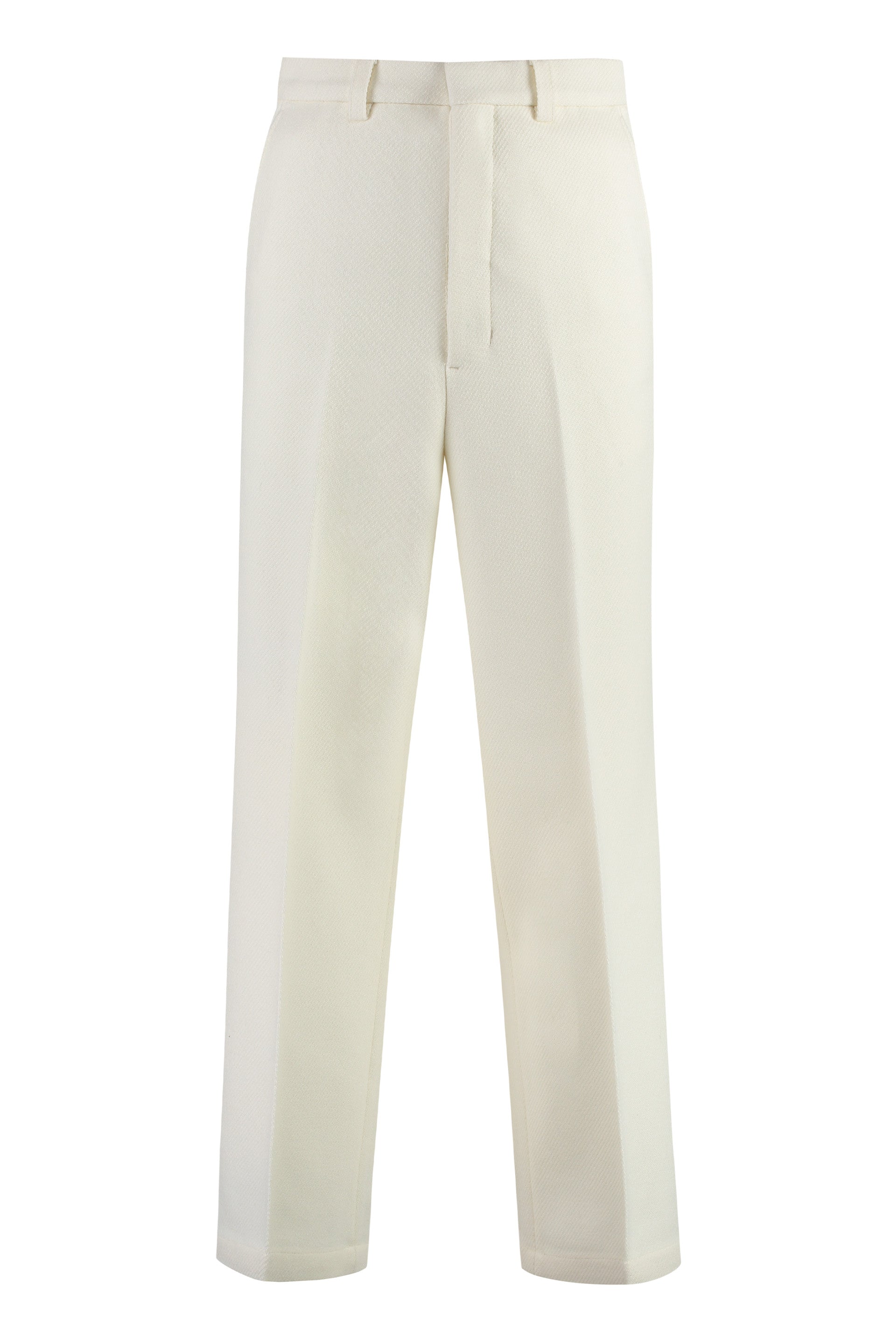 Ami Alexandre Mattiussi Men's White Wool Trousers For Fall/winter '24
