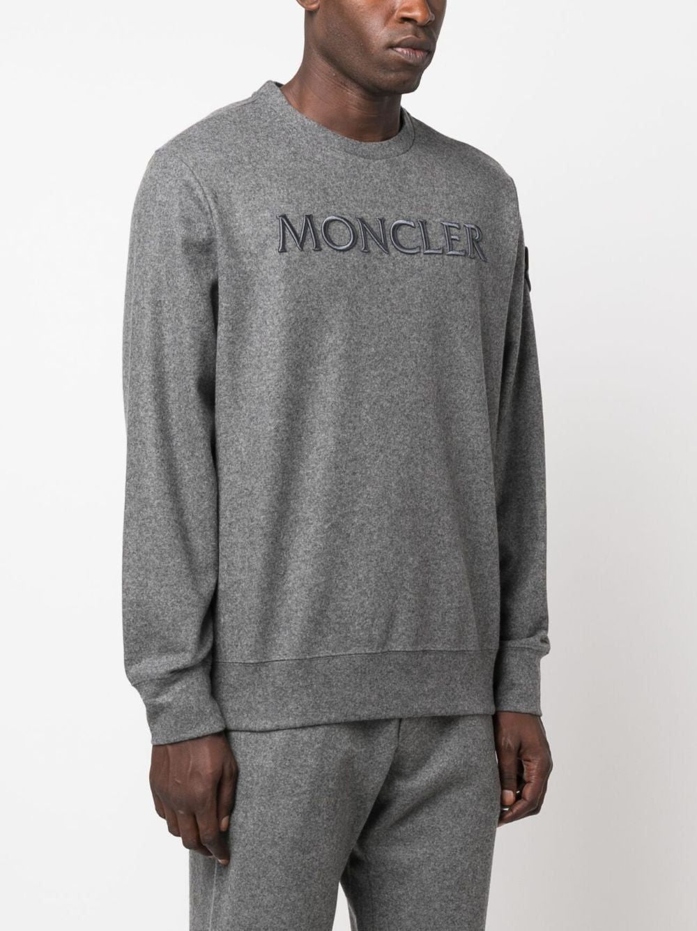 Shop Moncler Men's Fw23 987 Sweatshirt In Base Fabric Of 25% Polyamide/nylon And 75% Virgin Wool In Orange