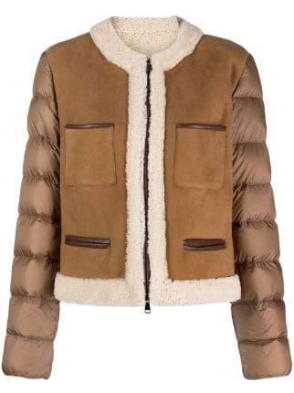 Moncler Luxury Leather Women's Jacket | Fw23 Season In Brown