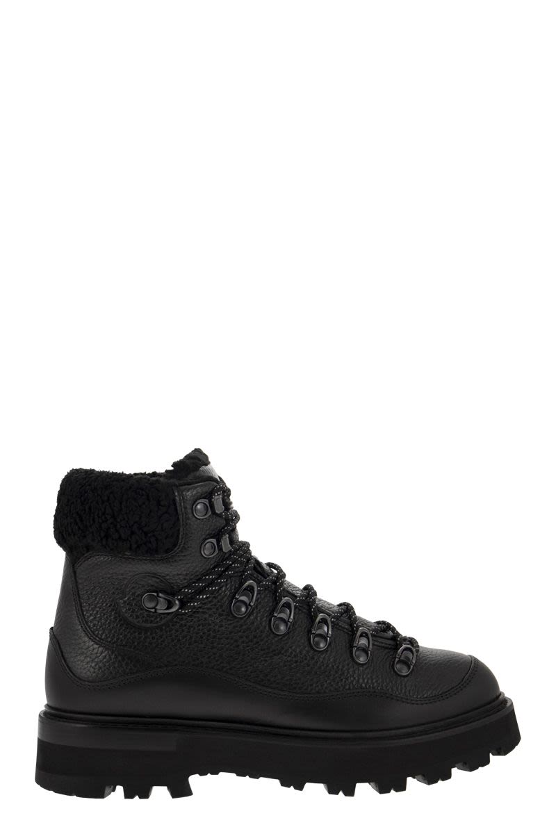 Moncler Black Tasselled Leather Boots With Water-repellent Treatment For Women