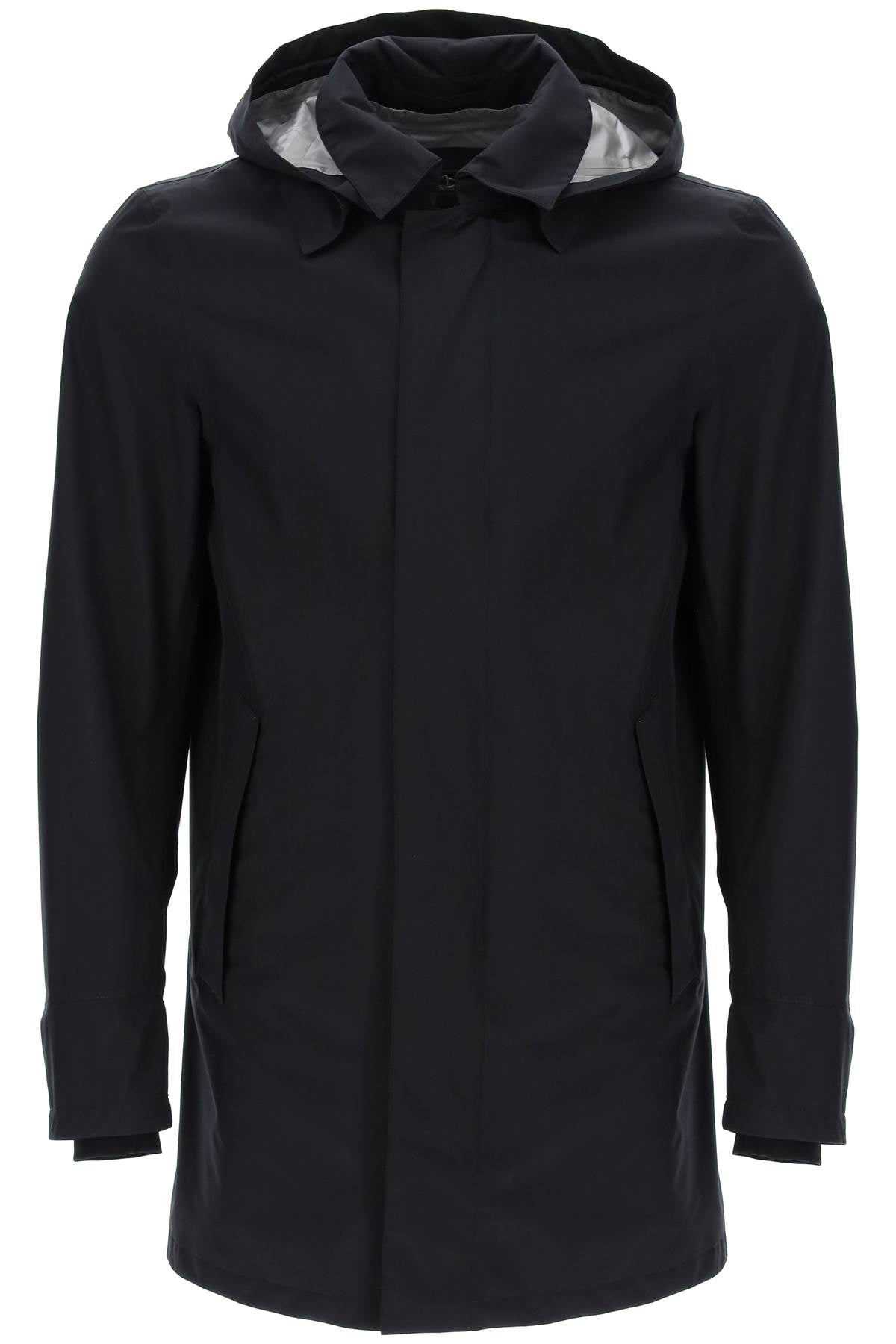 Shop Herno Modern Laminar Carcoat For Men In Waterproof Gore-tex Shell In Black