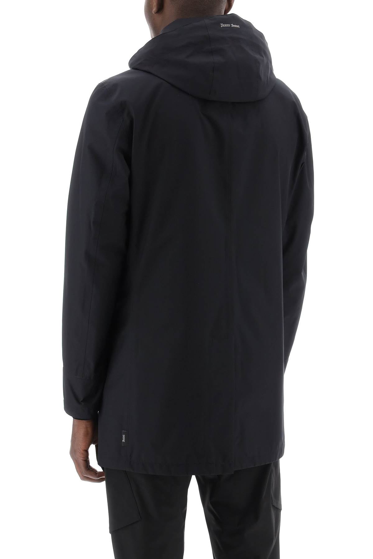 Shop Herno Modern Laminar Carcoat For Men In Waterproof Gore-tex Shell In Black
