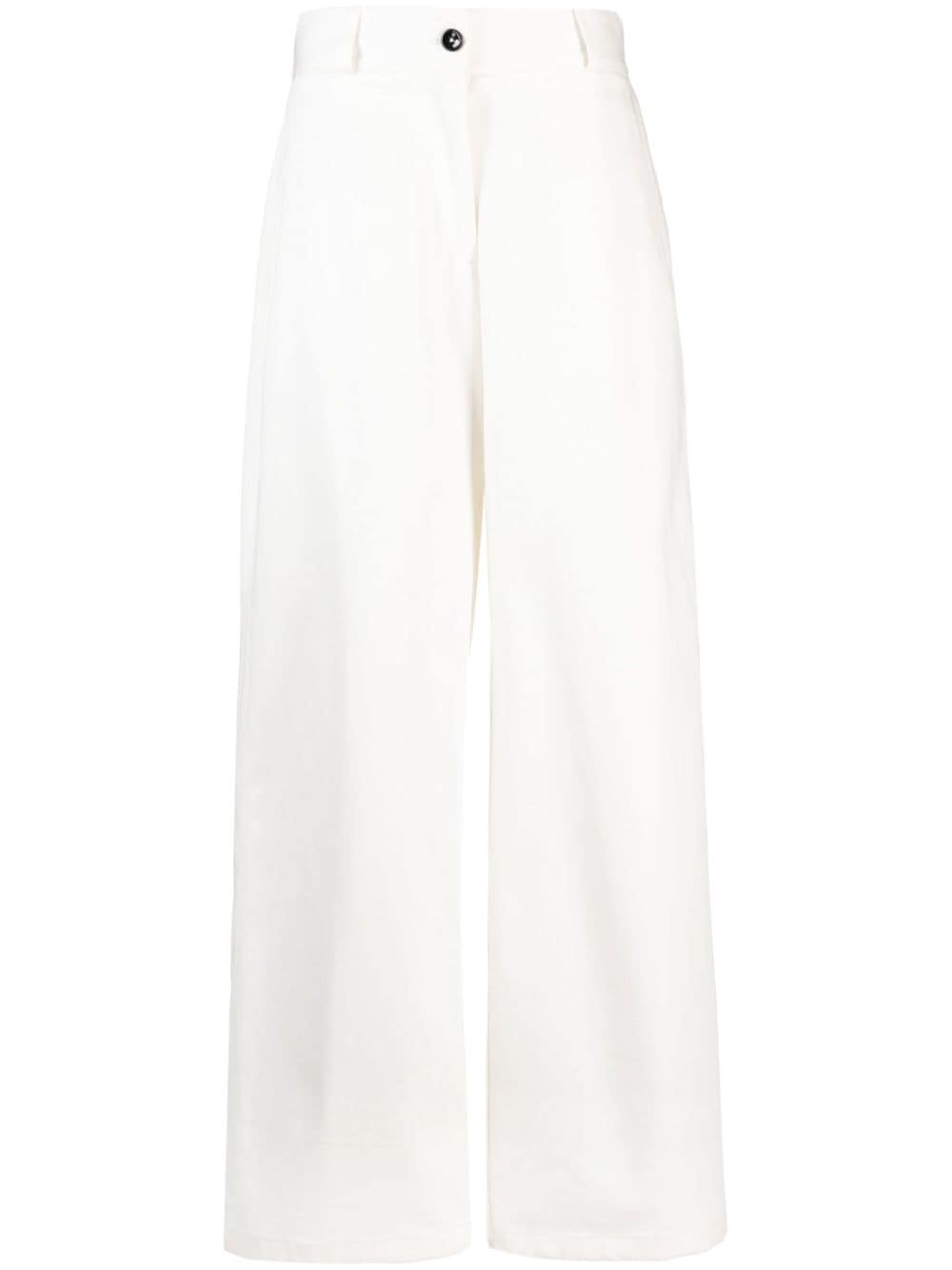 Jil Sander High-waisted Wide Leg Cotton Trousers In Black