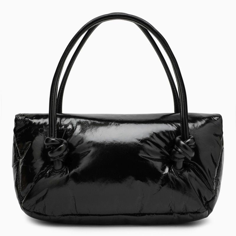 Shop Jil Sander Rectangular Beige Leather Handbag With Embossed Logo And Knotted Handles For Women