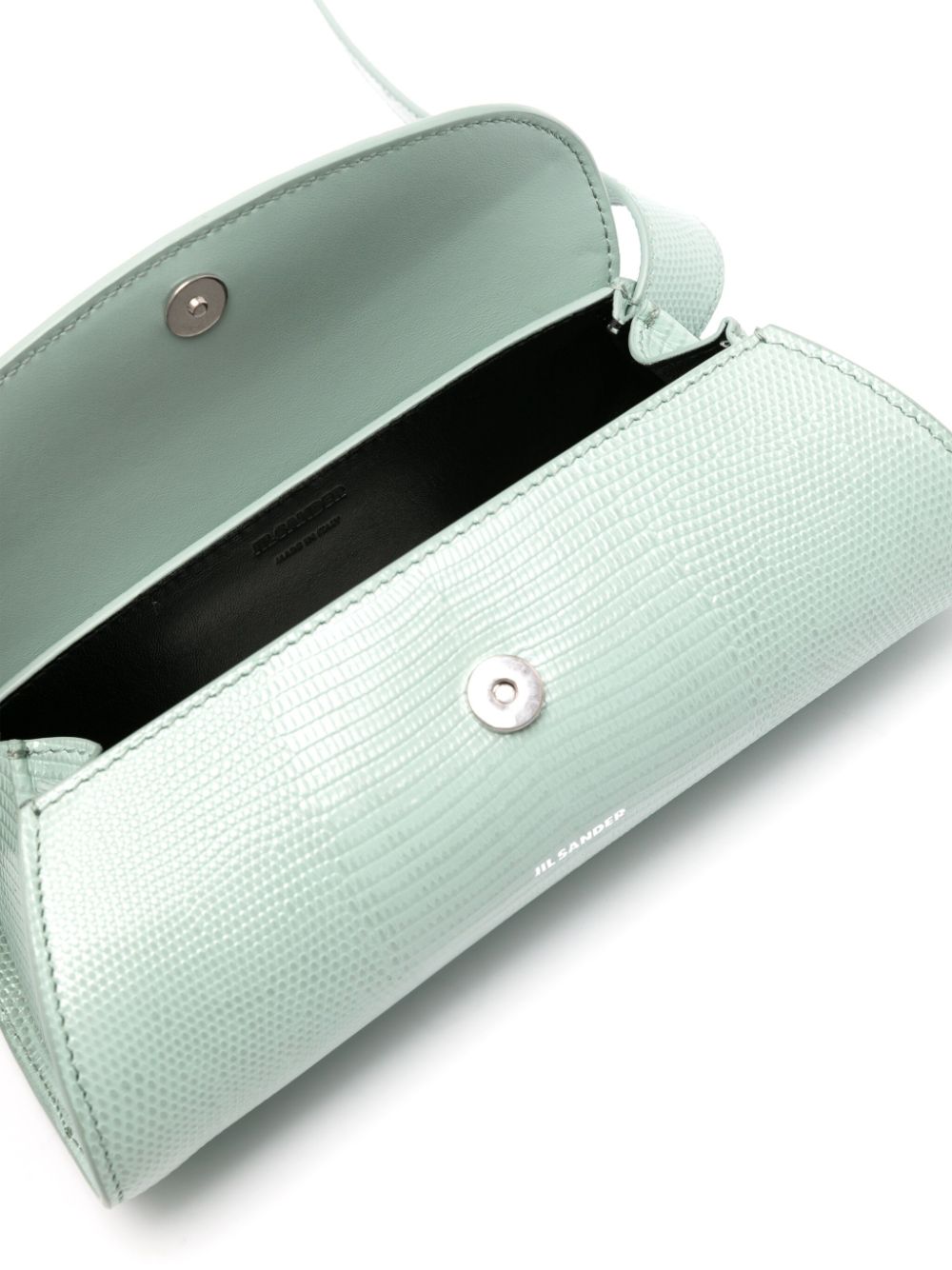Shop Jil Sander Mint Green Lizard-skin Mini Leather Handbag For Women