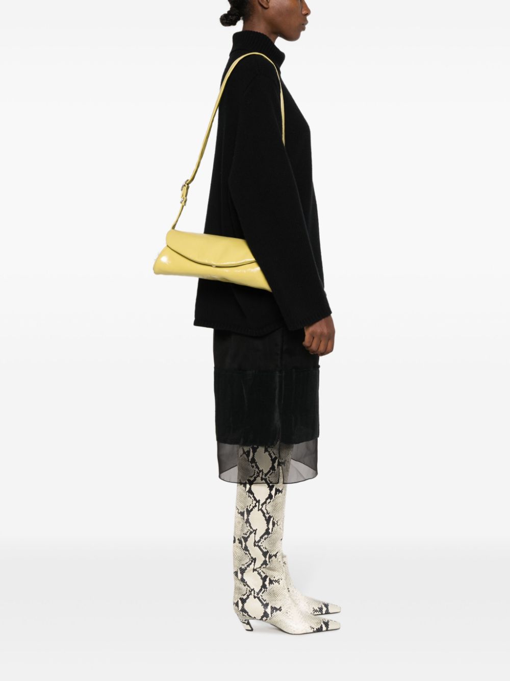 Shop Jil Sander Luxury Leather Shoulder Handbag In Yellow