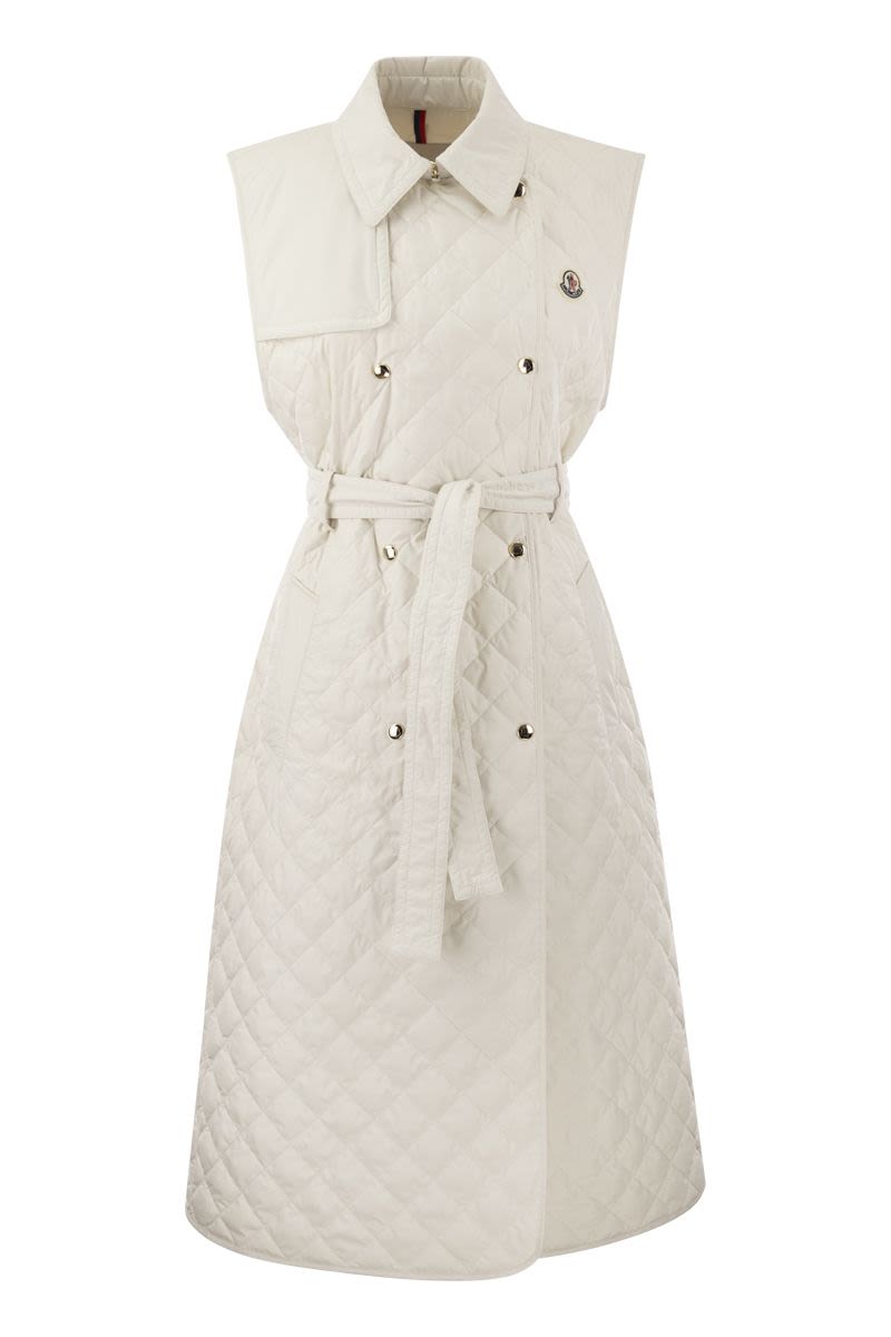 Shop Moncler Sleeveless Trench Down Jacket For Women In White